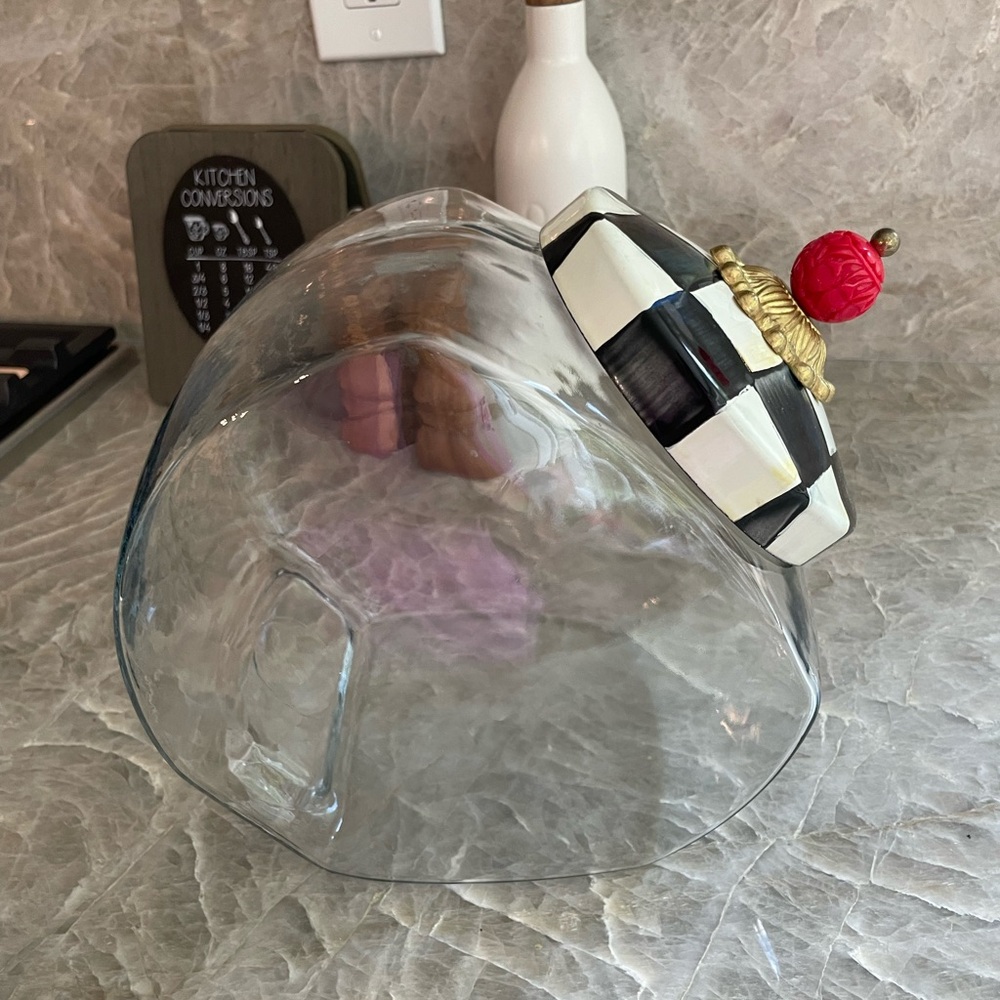 Mackenzie Childs Checkered Glass Jar with Decorative Lid - Picture 4 of 5